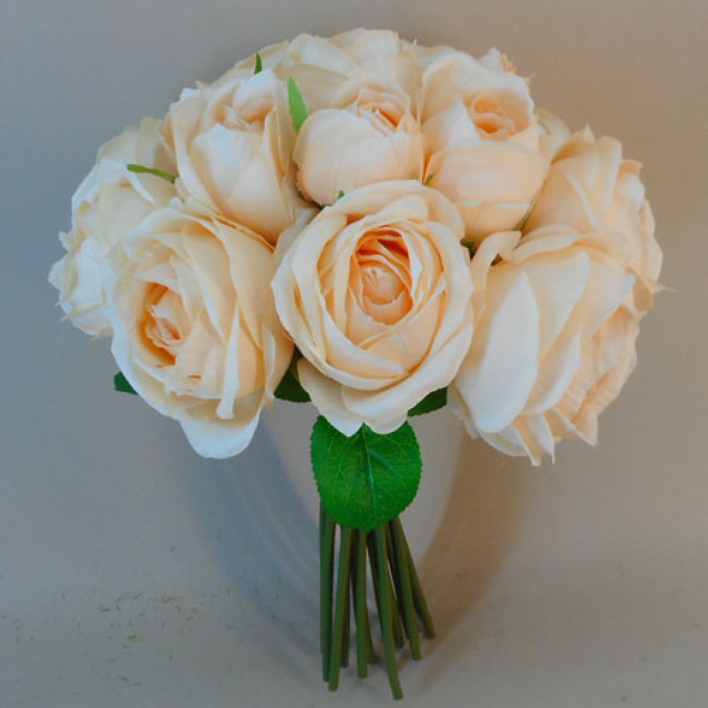 Artificial Roses Bundle Peach 15 Stems 37cm Artificial Flowers